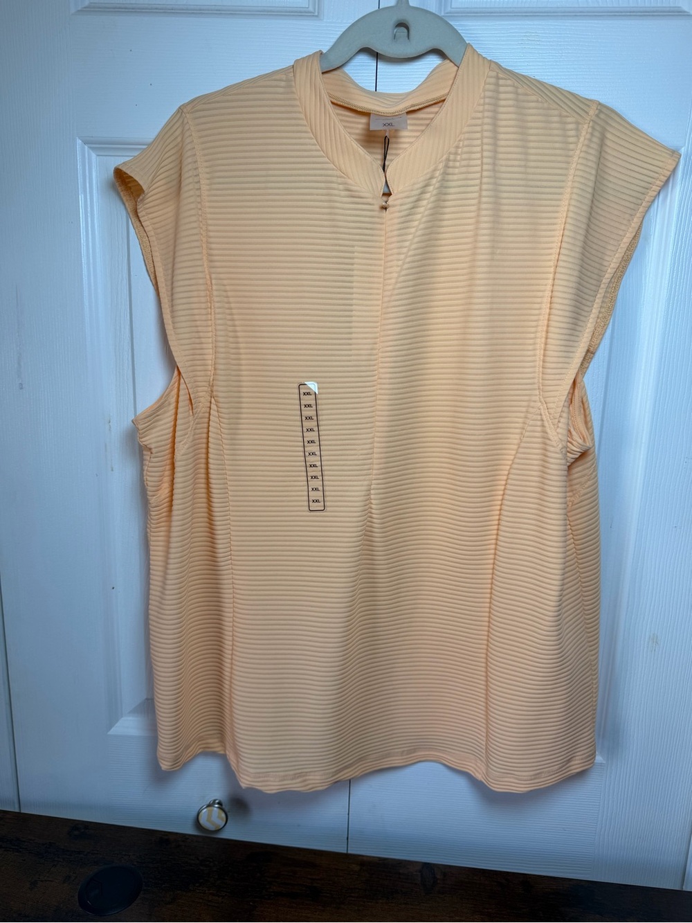 CALIA Women’s XXL Peach Ribbed Half Zip Cap Sleeve Activewear, Golf, Casual NWT - Picture 3 of 10